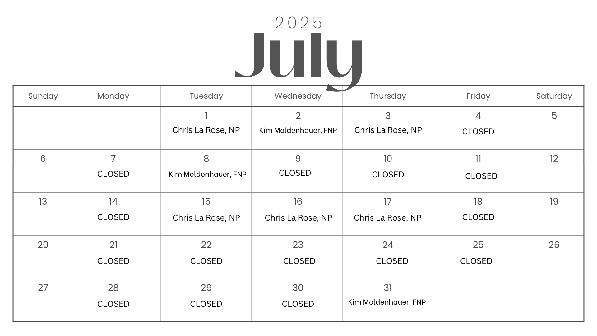 Rushville Clinic Schedule Image