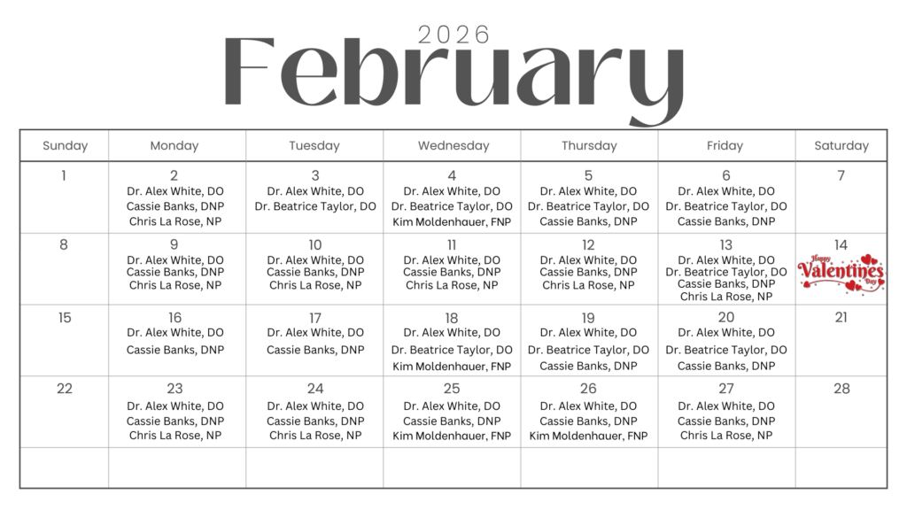 photo of February Gordon Clinic Schedule